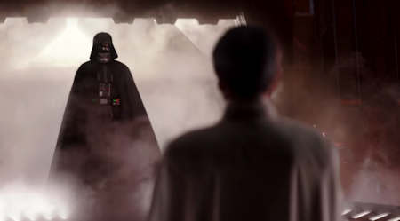 Darth Vader Standing Ominously on Mustafar in the Rogue One