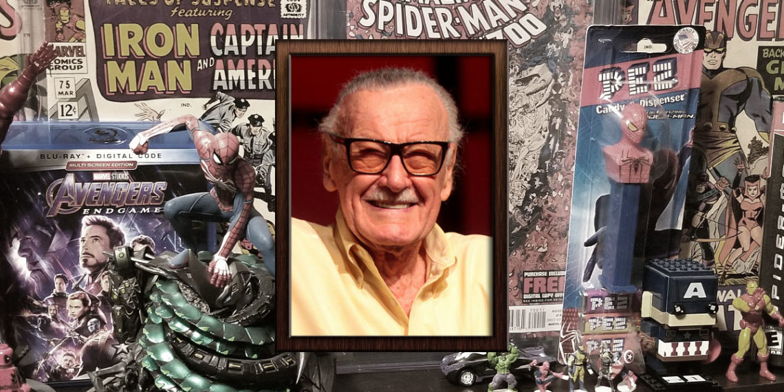 Stan Lee in Photo Frame with Desaturated Marvel Backround